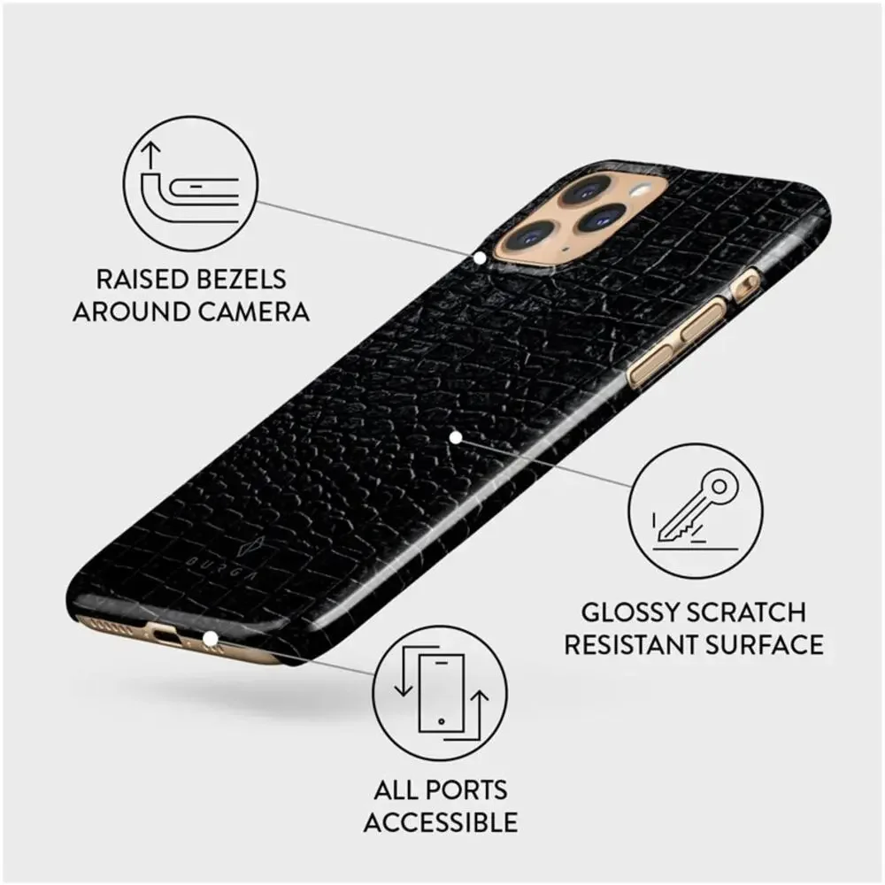 Burga Reaper’s Touch iPhone Snap Case 11 Pro Max Black Leather Croc